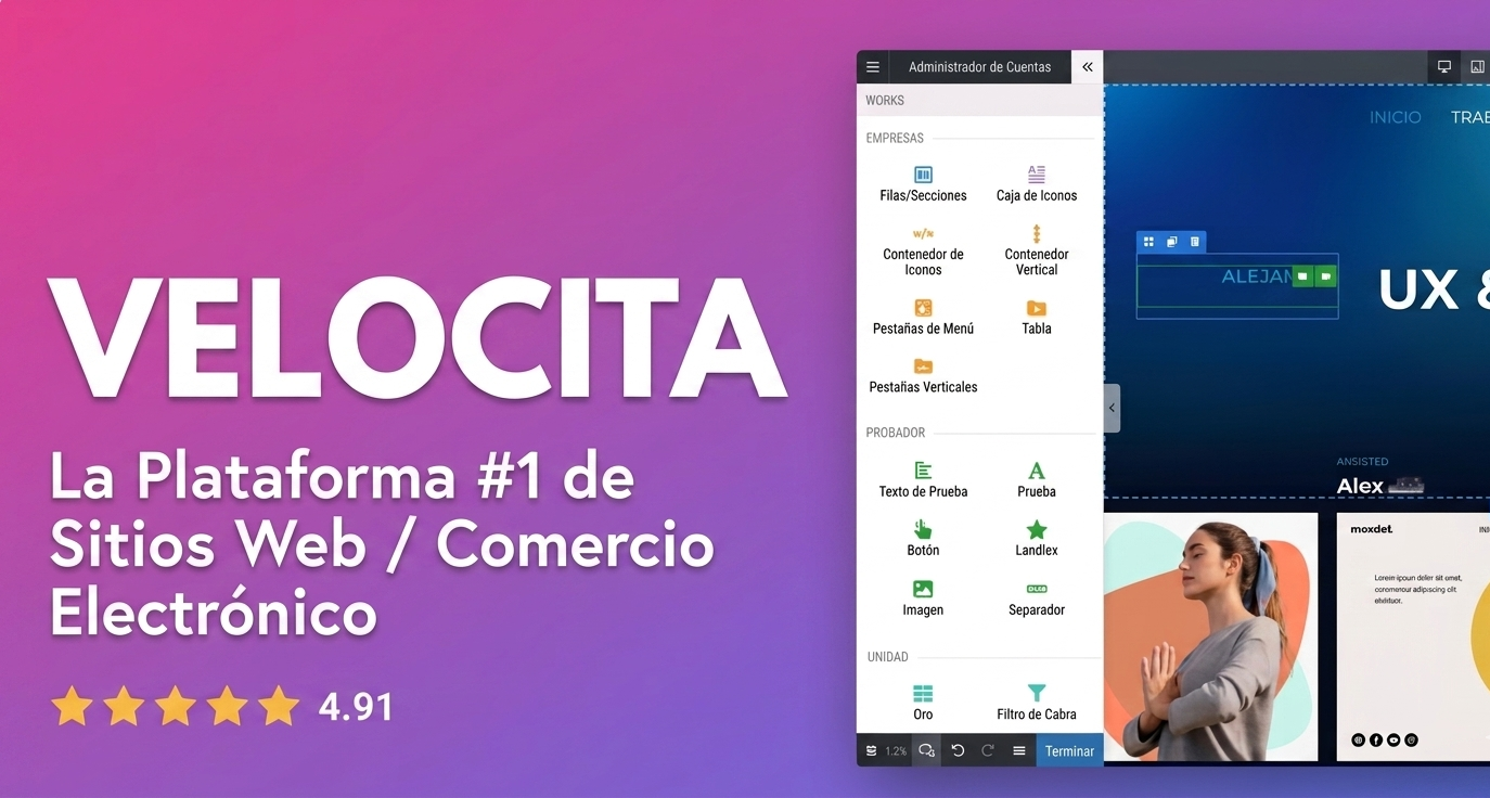 Plantilla Velocita Magenta — Editor visual / E-commerce